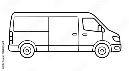 Simple line drawing of a delivery van vehicle