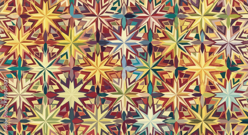 Tableau sur toile Intricate starburst pattern with warm, earthy tones and geometric complexity