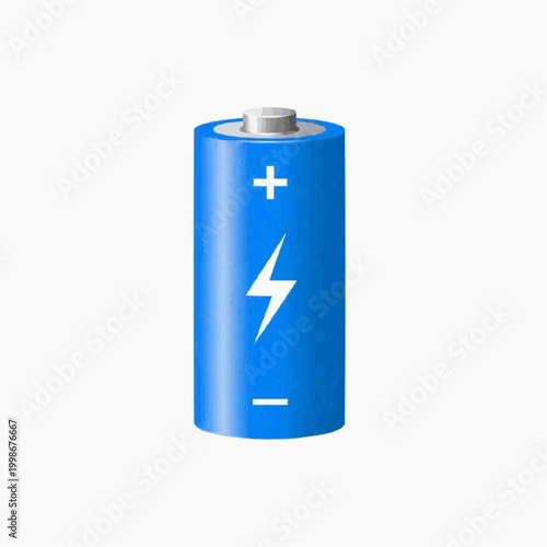 A vivid blue vector battery icon depicting power and energy.