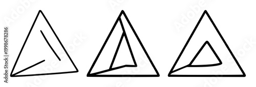 Delta symbol set with black line art and white background stylization featuring delta icon, geometric shapes, minimalist design with vector and illustration