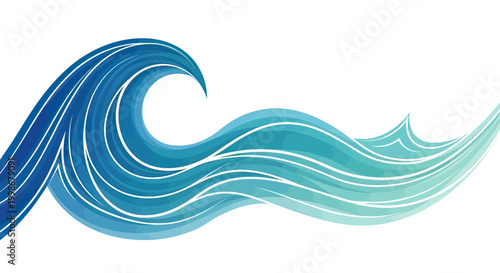 A stylized blue and teal wave cresting with white foam accents
