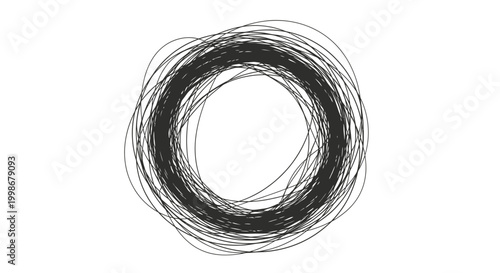 Abstract circular scribbled pattern on a white background