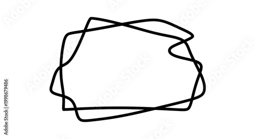 Abstract black line drawing forming a complex, irregular shape on white