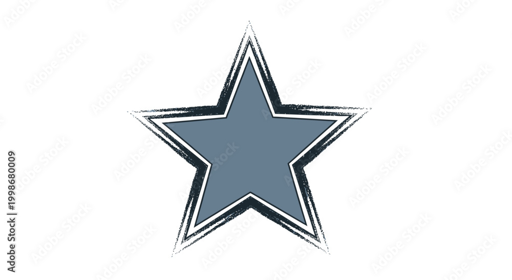 Fototapeta premium A blue five-pointed star with a textured outline and a white border