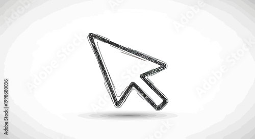 Hand-drawn pointer cursor icon on a white background
