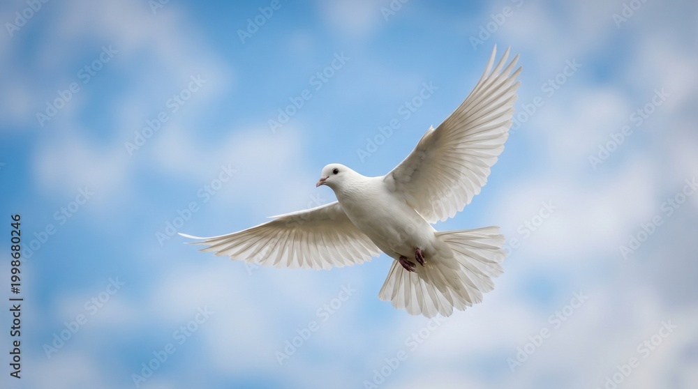 Obraz premium photo of white doves flying in the sky with the meaning of freedom made by AI generative
