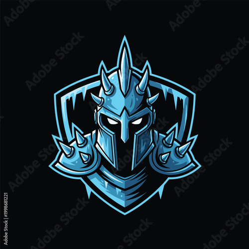 Blue metallic knight helmet armor.