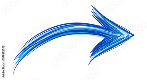 Abstract blue arrow formed by dynamic brushstrokes