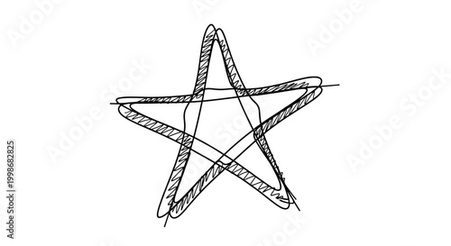 A hand-drawn star, with two horizontal lines intersecting its points, on a white background