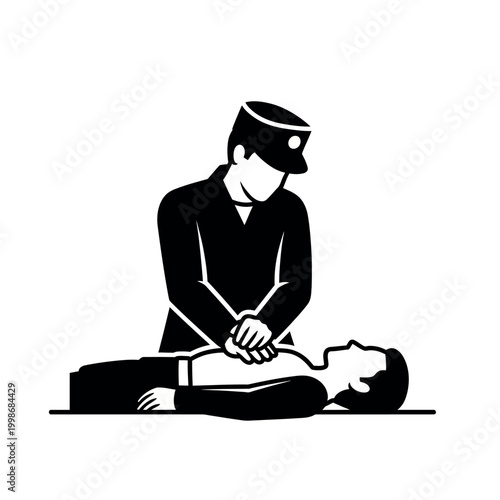 Illustration of CPR being performed on a person.