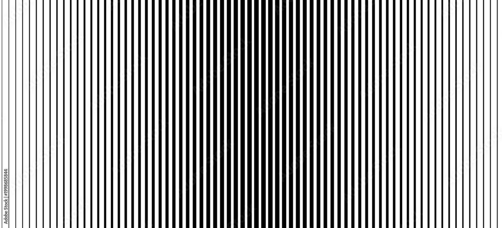 Obraz premium Thin line halftone gradient texture. Fading vertical stripe gradation background. Repeating wide pattern backdrop. Black parallel lines wallpaper for overlay, print, cover, banner, poster. Vector