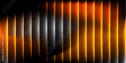 Tablou pe pânză Abstract glowing orange vertical lines on black background
