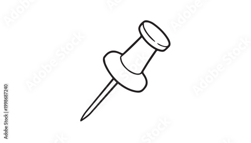 Single line drawing of a thumbtack office supply and stationery element thumbtack illustration stationery document fastener attachment