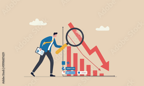 Photos Market crash from industrial recession, analyze or measure investment downturn c