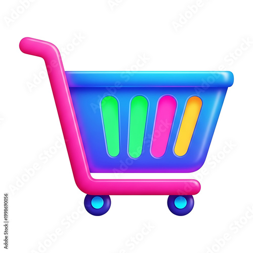 Shopping cart in retail stores. Suitable for ecommerce, retail, supermarket concepts. Can be used for websites, brochures, and advertisements.