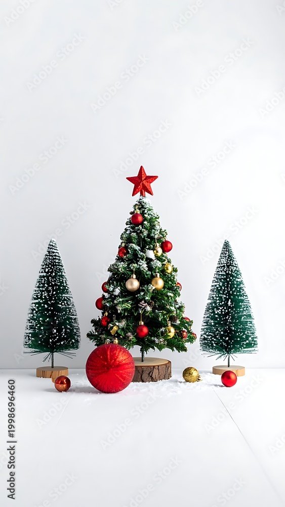 Obraz premium Christmas trees with decorations and gifts.