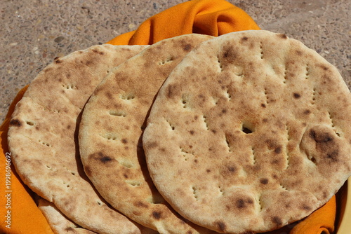 Khobz Close Up, Traditional Moroccan Bread, Amazigh Bread