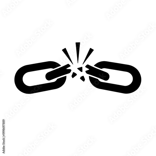 Minimalist flat vector design of a broken chain link, Juneteenth freedom theme