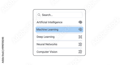 User interface displaying dropdown menu with artificial intelligence related options.