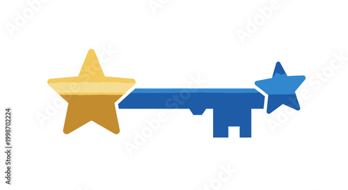 Two Tone Key and Star Symbol Icon for Unlocking Potential.