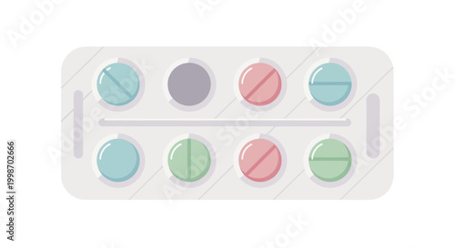Colorful Pills in Blister Pack for Medical Treatment and Health.
