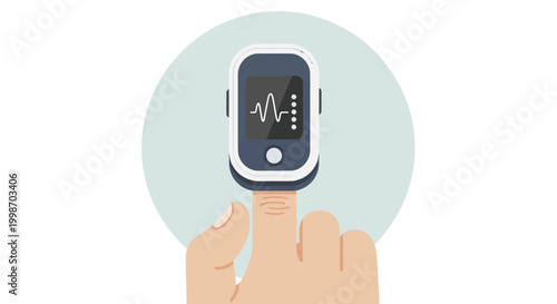 Pulse Oximeter Device Measuring Oxygen Saturation on Finger.