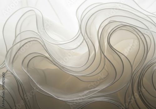 Flowing layers of white fabric create soft abstract curves and elegant waves.