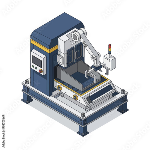 Bild auf Leinwand Isometric Industrial Robot Arm Machine Manufacturing Automation.