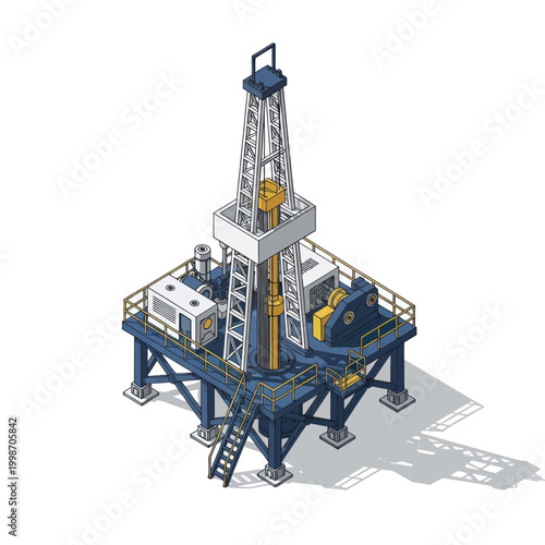 Fotografie Isometric Oil Drilling Rig Structure for Hydrocarbon Extraction.