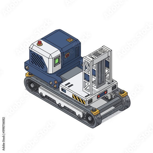 Schilderij op canvas Isometric view of a futuristic tracked vehicle with a modular cargo system
