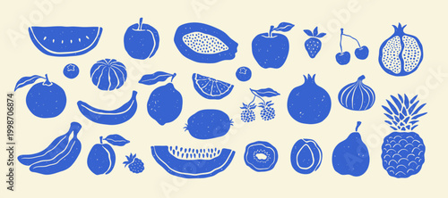 Hand drawn tropical summer fruit set