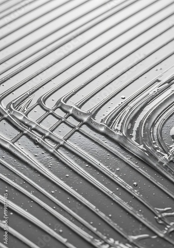 Abstract Texture of Transparent Liquid Gel with Bubbles on Grey Surface