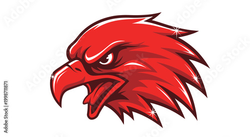 Aggressive Red Eagle Head Mascot Logo, Fierce Bird of Prey