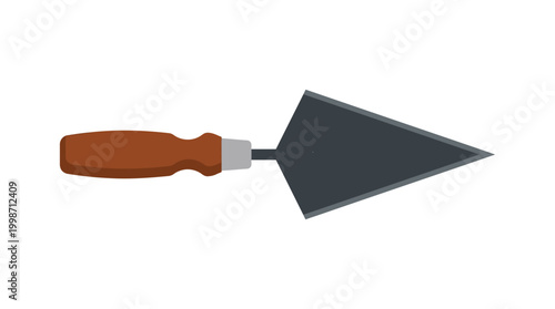 Simple Vector Trowel Tool Icon with Brown Handle for Construction and