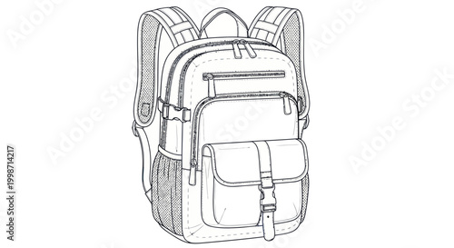 Detailed illustration of a backpack.