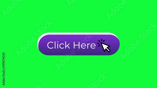 Animated Click Here Button – Modern Purple CTA Animation on Green Screen