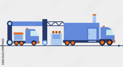 Industrial truck with conveyor belt system for loading and unloading.