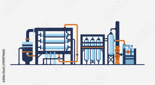 Industrial Water Purification System Equipment Illustration.