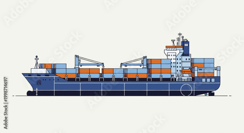 Large Container Ship Transporting Goods Across Oceans.