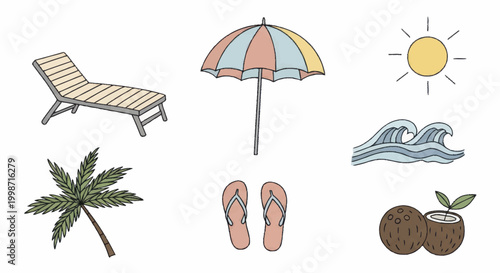 Collection of Summer Vacation Icons and Symbols.