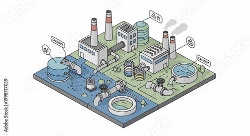 Industrial Water Treatment Plant Process Diagram.