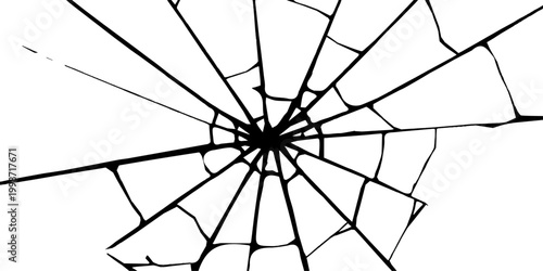 Cracked Glass: A close-up view of a shattered pane of glass, its surface fragmented into a intricate web of cracks, revealing a tale of fragility and destruction.