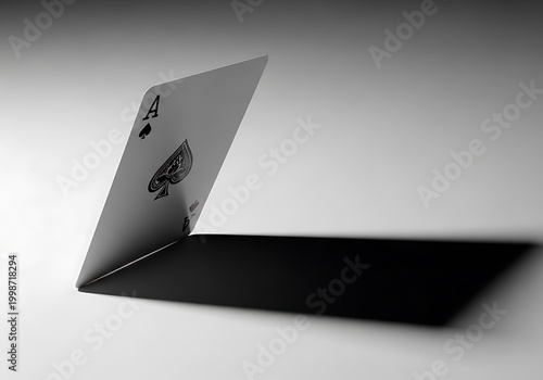 Single Ace Playing Card with Shadow Effect on Surface.