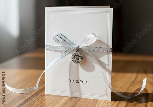 Elegant White Gift Box with Silver Ribbon and Tag for Special Occasion.
