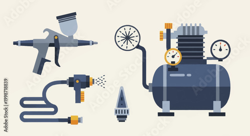 Airbrush Compressor Kit with Spray Gun and Tools for Painting and Art.