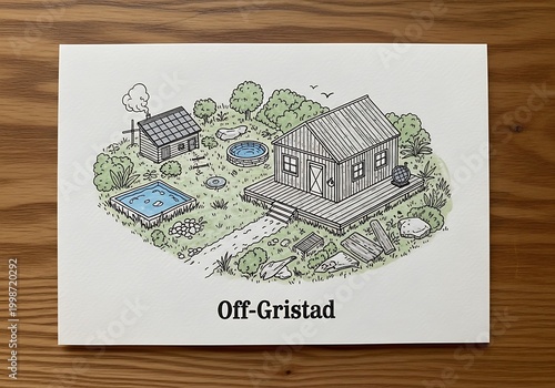 Illustration of Off-Gristad Residential Property with Surrounding Amenities.