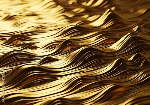 Abstract Golden Waves of Metallic Texture for Design.