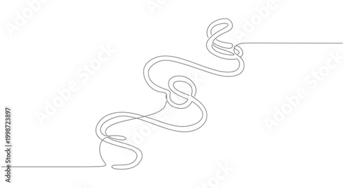 Continuous Line Drawing of a Tangled Rope on White Background