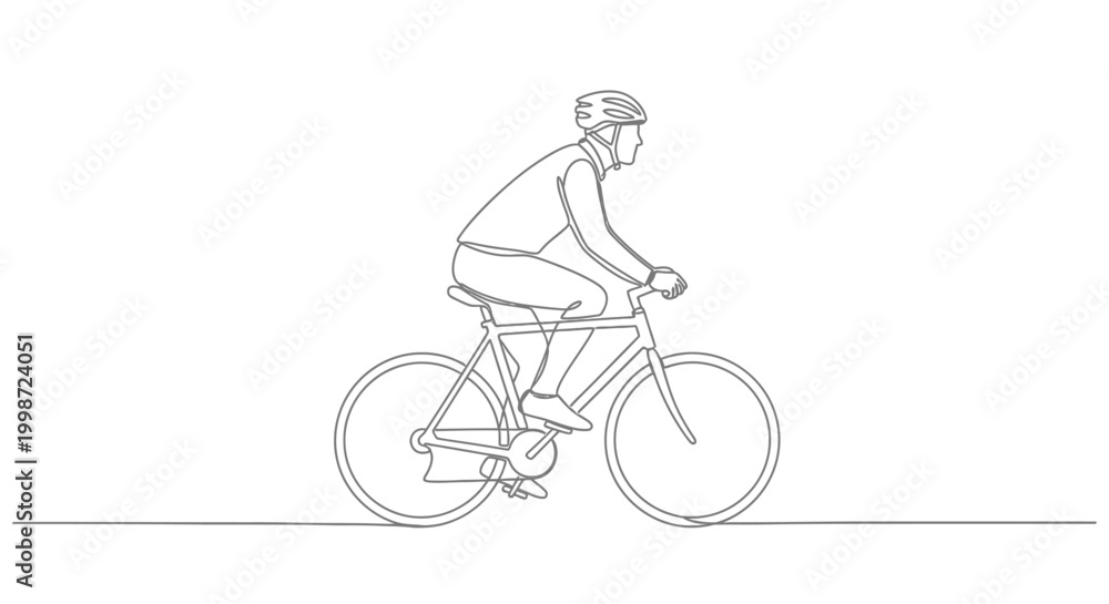 Obraz premium Cyclist Riding Bicycle, Minimalist Line Art, Sport and Fitness Concept