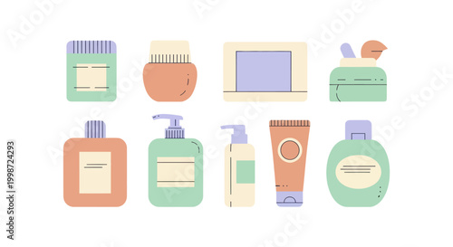 Collection of Skincare and Cosmetic Products for Personal Care Routines.